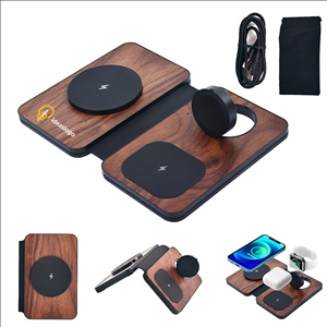 3-in-1 Bamboo Wood Magnetic Fast Safe Wireless Charger
